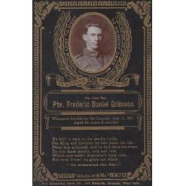 Frederick Daniel Grimson memorial card