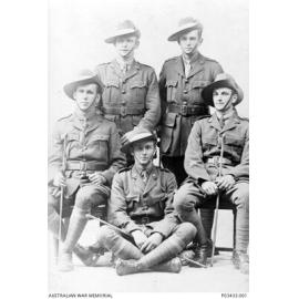 Five members of the 9th Field Company, Australian Engineers. Sergeant Herbert Velvin-Smith is seated on the right.