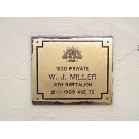 William John Miller memorial plaque, Eastern Suburbs Cemetery, Matraville