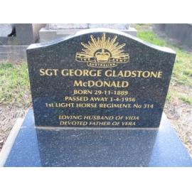 George Gladstone McDonald's headstone, Orange Cemetery