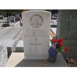 Charles Grimson's headstone, Orange Cemetery