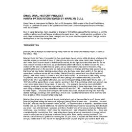 Harry Paton interviewed by Marilyn Bull