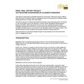 Victor Byrne interviewed by Elisabeth Edwards