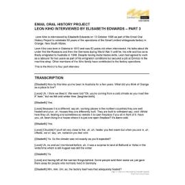 Leon Kiho interviewed by Elisabeth Edwards - Part 3