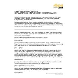 Neville Penhall interviewed by Rebecca Williams