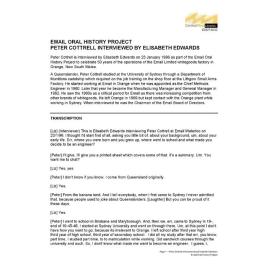 Peter Cottrell interviewed by Elisabeth Edwards