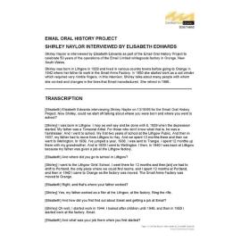 Shirley Naylor interviewed by Elisabeth Edwards