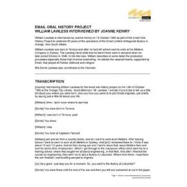 William Lawless interviewed by Joanne Keniry