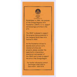 Orange Regional Arts Foundation flyer