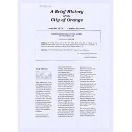 A Brief History of the City of Orange