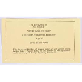 Invitation to the opening Orange Black and White