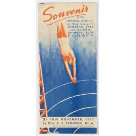 Souvenir of the Official Opening of King George V Memorial Park and Olympic Swimming Pool, Forbes