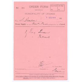 Municipality of Orange Order Form no 387