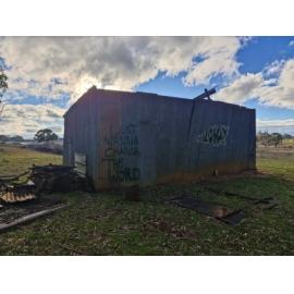 Rifle Range Shed with graffiti