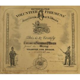Metropolitan Volunteer Firemen's Association of NSW certificate
