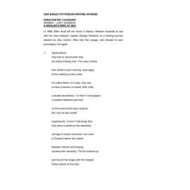A whaler's wife at sea - 2004 first prize open poetry category