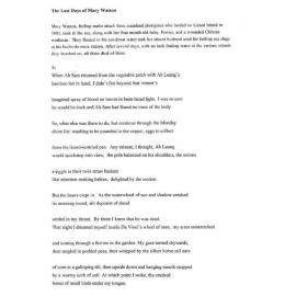 The Last Days of Mary Watson - 2005 first prize open poetry category