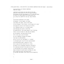 How Australia's Last Manned Lighthouse Knows Her Keeper - 2006 first prize open poetry category