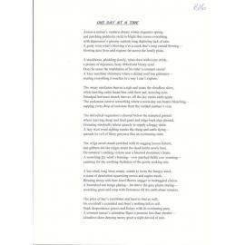 One Day at a Time - 2007 second prize bush poetry category