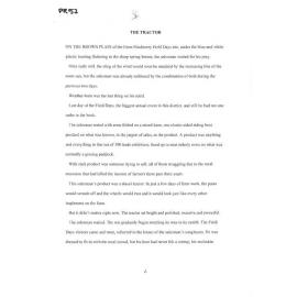 The Tractor - 2008 second prize short story category