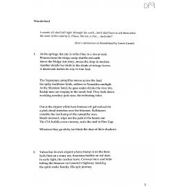 Wonderland - 2010 first prize open poetry category