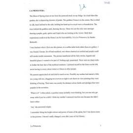 La Primavera - 2012 second prize short story category