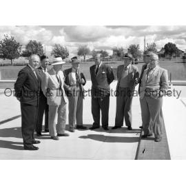 Mayor and others inspecting Olympic Pool