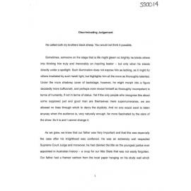 Discriminating Judgement - 2017 third prize short story category