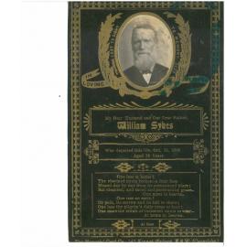 William Sykes Memorial Card