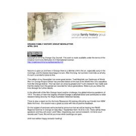 Orange Family History Group Inc Newsletter April 2019