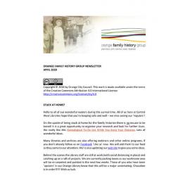 Orange Family History Group Inc Newsletter - April 2020