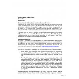Orange Family History Group Inc Newsletter August 2010