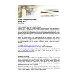 Orange Family History Group Inc Newsletter August 2013