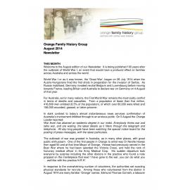 Orange Family History Group Inc Newsletter August 2024