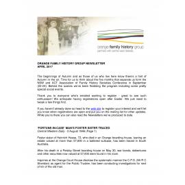 Orange Family History Group Inc Newsletter April 2017