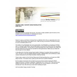 Orange Family History Group Inc Newsletter April 2019