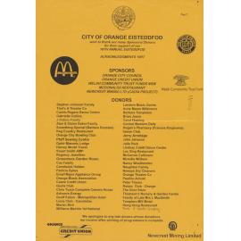 City of Orange Eisteddfod Acknowledgements 1997