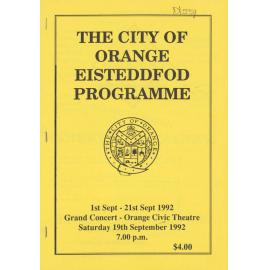 City of Orange Eisteddfod Program 1992