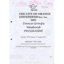 City of Orange Eisteddfod Program Dance Groups Weekend 2003