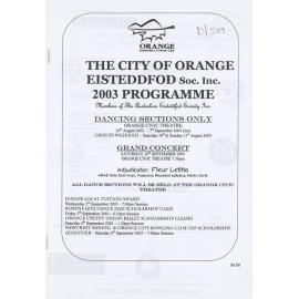 City of Orange Eisteddfod Program Dancing Sections only 2003