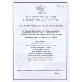 City of Orange Eisteddfod Society Inc. Speech and Drama Sections program 2014