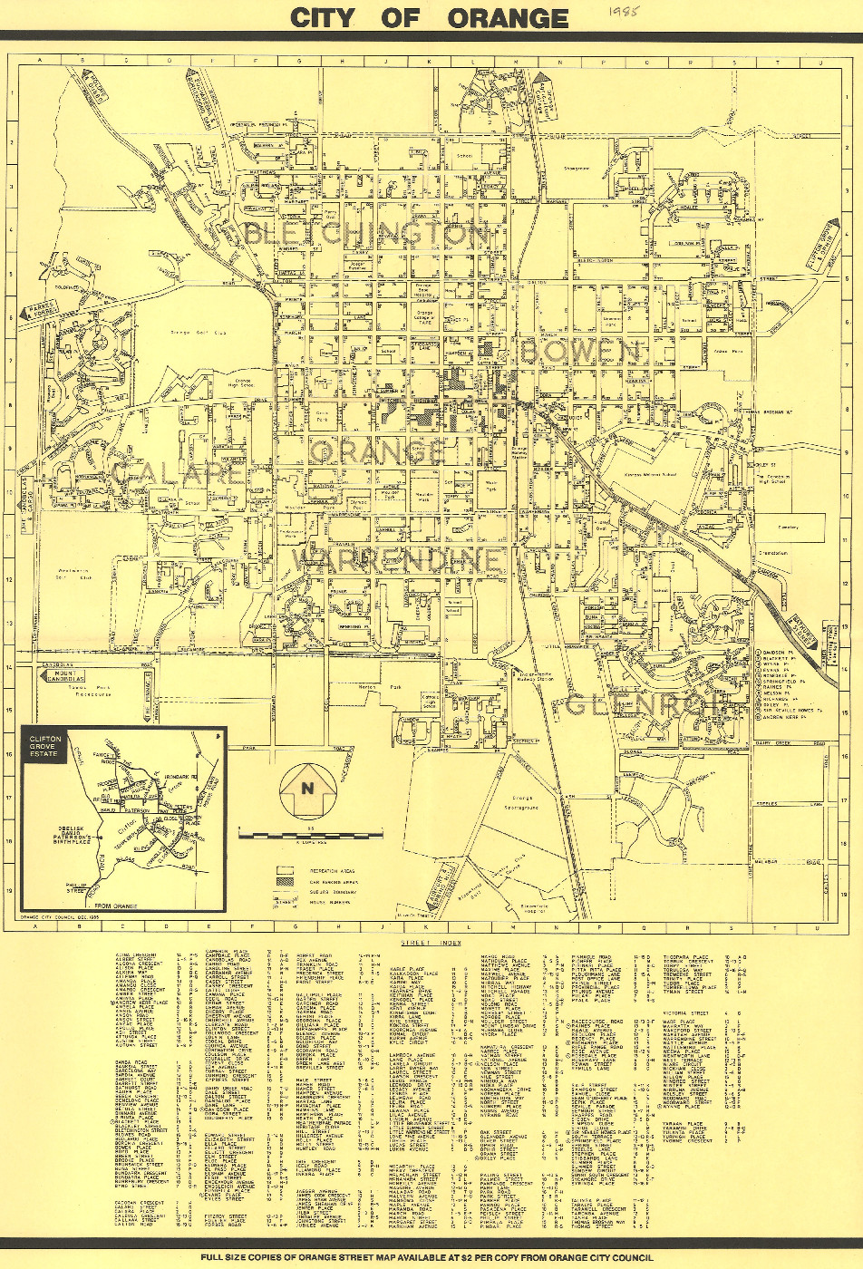 City of Orange Map 1985