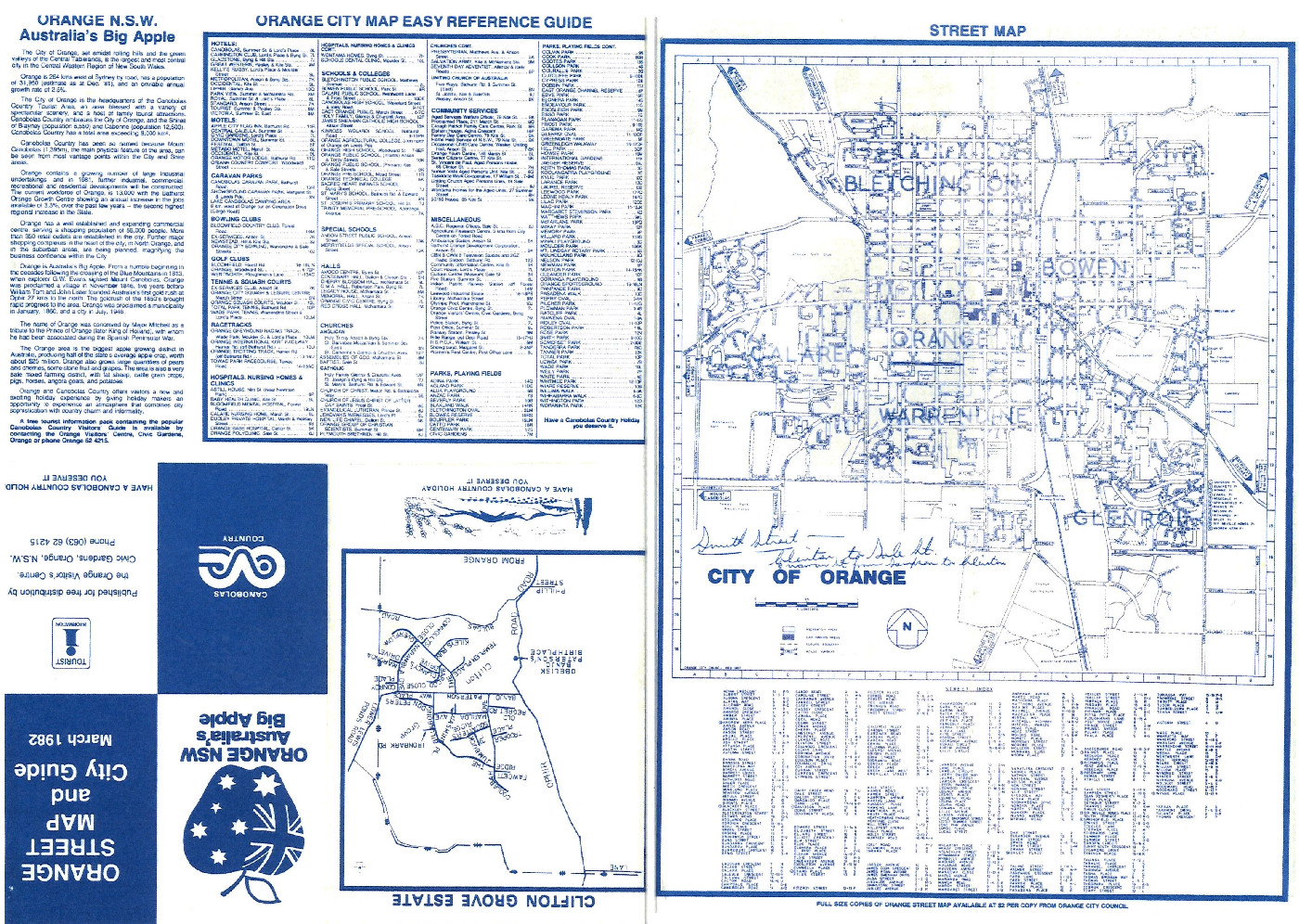 Orange Street Map and City Guide 1982
