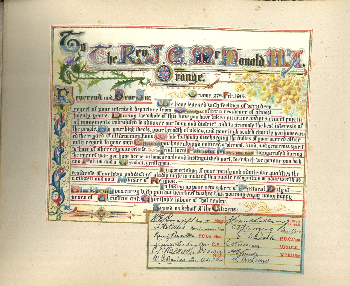 Reverend J C McDonald M A Album Manuscript